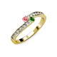 3 - Orane Pink Tourmaline and Green Garnet with Side Diamonds Bypass Ring 