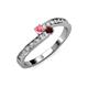 3 - Orane Pink Tourmaline and Red Garnet with Side Diamonds Bypass Ring 