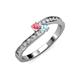 3 - Orane Pink Tourmaline and Aquamarine with Side Diamonds Bypass Ring 