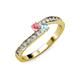 3 - Orane Pink Tourmaline and Aquamarine with Side Diamonds Bypass Ring 