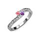3 - Orane Pink Tourmaline and Amethyst with Side Diamonds Bypass Ring 