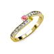 3 - Orane Pink Tourmaline and Yellow Sapphire with Side Diamonds Bypass Ring 