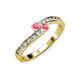3 - Orane Pink Tourmaline with Side Diamonds Bypass Ring 