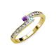 3 - Orane Amethyst and Aquamarine with Side Diamonds Bypass Ring 