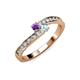3 - Orane Amethyst and Aquamarine with Side Diamonds Bypass Ring 
