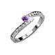 3 - Orane Amethyst and White Sapphire with Side Diamonds Bypass Ring 