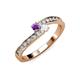 3 - Orane Amethyst and White Sapphire with Side Diamonds Bypass Ring 