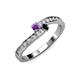3 - Orane Amethyst and Black Diamond with Side Diamonds Bypass Ring 