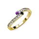 3 - Orane Amethyst and Black Diamond with Side Diamonds Bypass Ring 