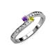 3 - Orane Amethyst and Yellow Diamond with Side Diamonds Bypass Ring 