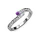 3 - Orane Amethyst and Diamond with Side Diamonds Bypass Ring 