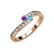 3 - Orane Amethyst and Blue Topaz with Side Diamonds Bypass Ring 