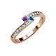 3 - Orane Amethyst and London Blue Topaz with Side Diamonds Bypass Ring 