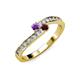 3 - Orane Amethyst and Red Garnet with Side Diamonds Bypass Ring 