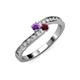 3 - Orane Amethyst and Ruby with Side Diamonds Bypass Ring 