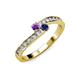 3 - Orane Amethyst and Blue Sapphire with Side Diamonds Bypass Ring 