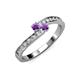 3 - Orane Amethyst with Side Diamonds Bypass Ring 