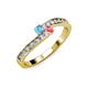 3 - Orane Blue Topaz and Pink Tourmaline with Side Diamonds Bypass Ring 