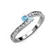 3 - Orane Blue Topaz and Aquamarine with Side Diamonds Bypass Ring 