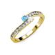 3 - Orane Blue Topaz and White Sapphire with Side Diamonds Bypass Ring 