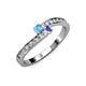 3 - Orane Blue Topaz and Tanzanite with Side Diamonds Bypass Ring 