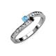 3 - Orane Blue Topaz and Black Diamond with Side Diamonds Bypass Ring 