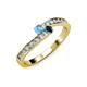 3 - Orane Blue Topaz and Blue Diamond with Side Diamonds Bypass Ring 
