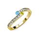 3 - Orane Blue Topaz and Yellow Diamond with Side Diamonds Bypass Ring 