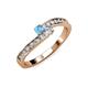 3 - Orane Blue Topaz and Diamond with Side Diamonds Bypass Ring 