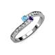3 - Orane Blue Topaz and Iolite with Side Diamonds Bypass Ring 