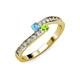 3 - Orane Blue Topaz and Peridot with Side Diamonds Bypass Ring 