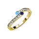 3 - Orane Blue Topaz and Blue Sapphire with Side Diamonds Bypass Ring 