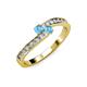 3 - Orane Blue Topaz with Side Diamonds Bypass Ring 