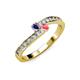 3 - Orane Iolite and Pink Tourmaline with Side Diamonds Bypass Ring 