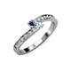 3 - Orane Iolite and Aquamarine with Side Diamonds Bypass Ring 
