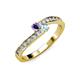 3 - Orane Iolite and Aquamarine with Side Diamonds Bypass Ring 