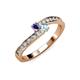 3 - Orane Iolite and Aquamarine with Side Diamonds Bypass Ring 