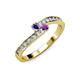 3 - Orane Iolite and Amethyst with Side Diamonds Bypass Ring 