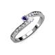 3 - Orane Iolite and White Sapphire with Side Diamonds Bypass Ring 