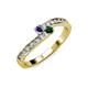 3 - Orane Iolite and Emerald with Side Diamonds Bypass Ring 