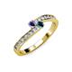 3 - Orane Iolite and Blue Diamond with Side Diamonds Bypass Ring 