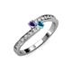 3 - Orane Iolite and London Blue Topaz with Side Diamonds Bypass Ring 