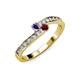 3 - Orane Iolite and Ruby with Side Diamonds Bypass Ring 