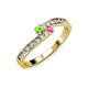 3 - Orane Peridot and Pink Tourmaline with Side Diamonds Bypass Ring 
