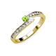 3 - Orane Peridot and White Sapphire with Side Diamonds Bypass Ring 