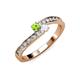 3 - Orane Peridot and White Sapphire with Side Diamonds Bypass Ring 