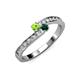 3 - Orane Peridot and Emerald with Side Diamonds Bypass Ring 