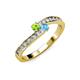 3 - Orane Peridot and Blue Topaz with Side Diamonds Bypass Ring 