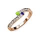 3 - Orane Peridot and Iolite with Side Diamonds Bypass Ring 