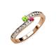 3 - Orane Peridot and Rhodolite Garnet with Side Diamonds Bypass Ring 